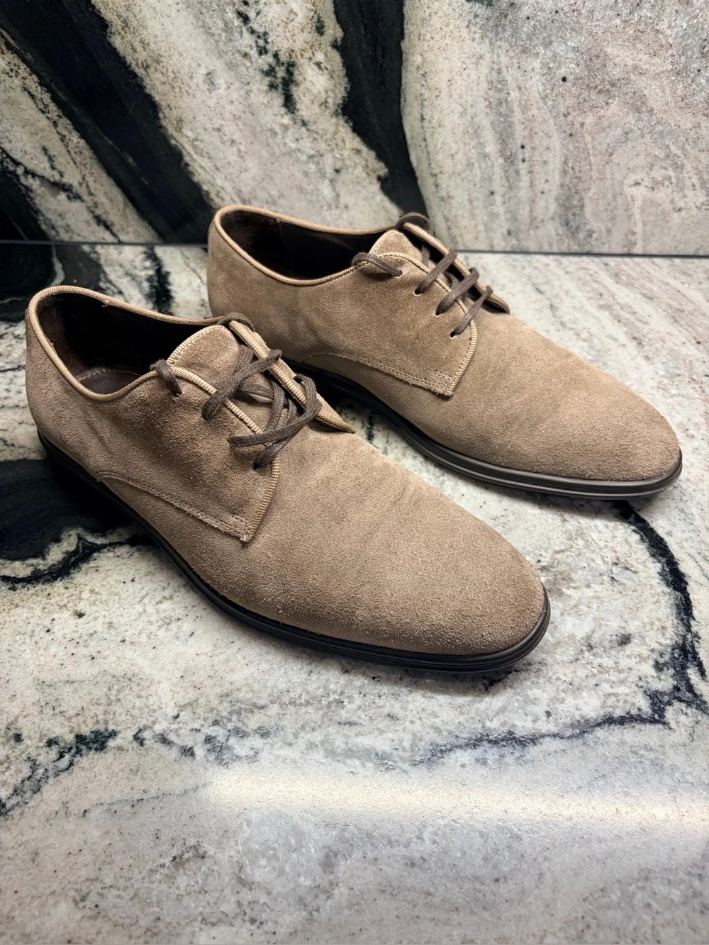 a.testoni Taupe Suede Derby Dress Shoes Men’s US 9 UK 8 Made in Italy